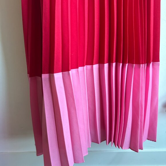 Strapless Aidan Mattox Red and Pink pleated Dress - Picture 6 of 7